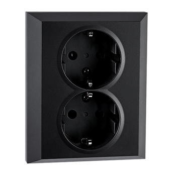 SG Stikkontakt Dobbel innfelt m/j sort