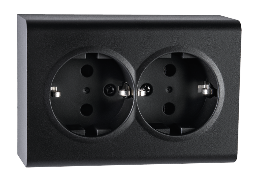SG Stikkontakt dobbel påvegg m/j sort