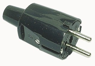 Kaiser støpsel m/jord rett innføring PVC 520 sort