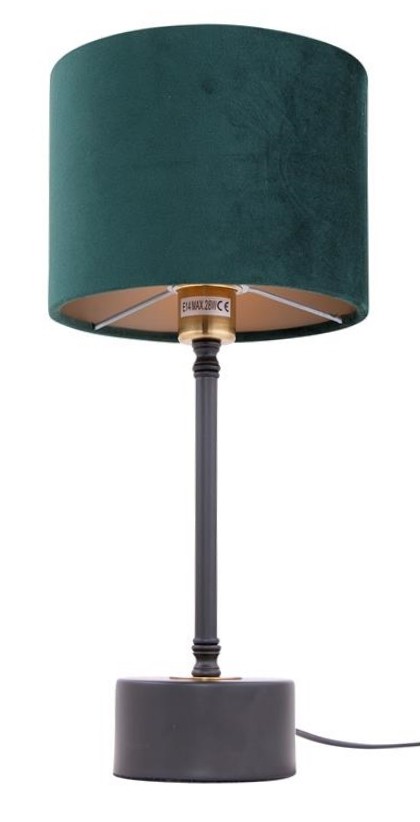 Merida bordlampe Sort 54cm m/grønn velour skjerm