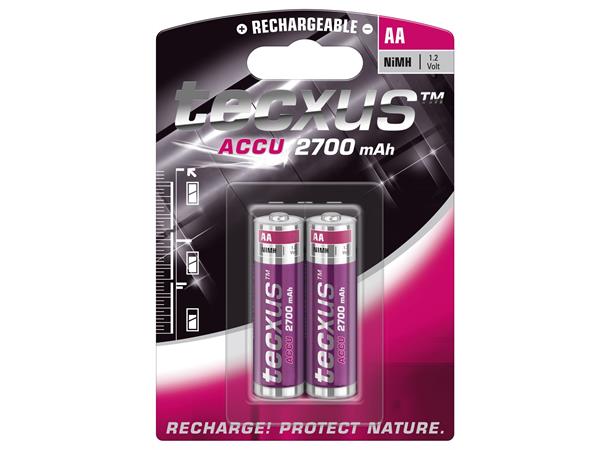 Tecxus AA 2pk Accu Ni-Mh Mignon 1,2 V. 2700 mAh OPPLADBAR