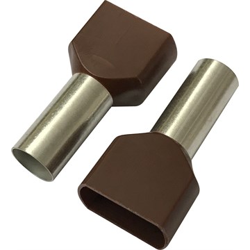 Isolert dobbel endehylse 2x10mm² / 14mm, brun