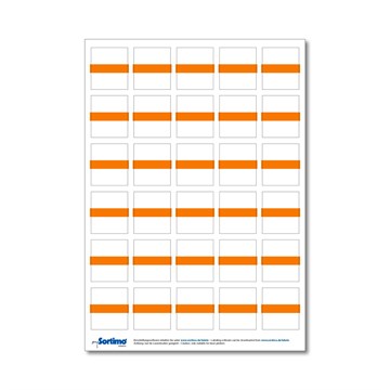 Tekstetiketter til innsatsboks 30 stk. oransje (1 ark)