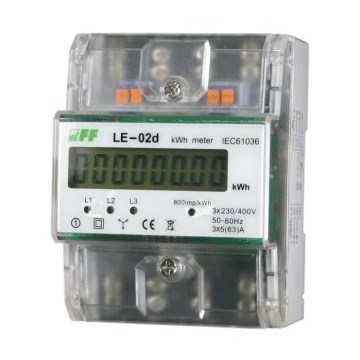 F&F KWH måler LE-02D IT/TN nett kl1 80A 4 mod Digital